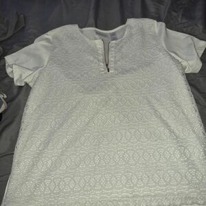 Alfred Dunner Cream Lace Blouse with Zipper